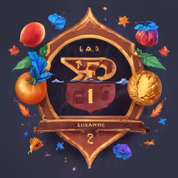 an artisticly styled advertisement for luukrano, a fruit juice from france,a banner with oranges and leaves hanging from it