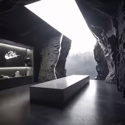 the room is lit up by a spot lights