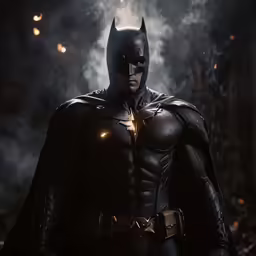 batman on black background with smoke coming from chest
