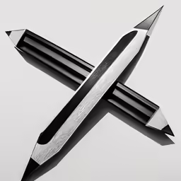 black and white image of a pen with its end missing