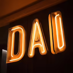 a close up of the letters that appear to be lit