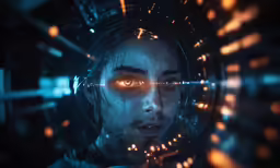 the woman has an evil eye as she looks down