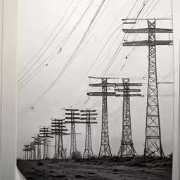 multiple electric lines against a cloudy sky