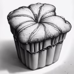 a cupcake is sitting on a white surface