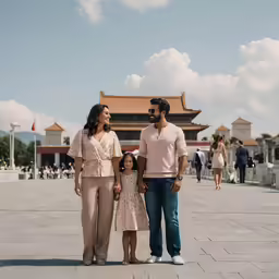 an image of a family in front of the forbidden city palace