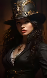 a digital painting of a woman in a top hat