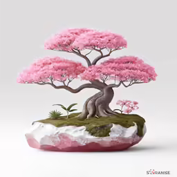 a bonsai tree that has some flowers growing on it