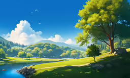 an animated scenery of a valley in the mountains