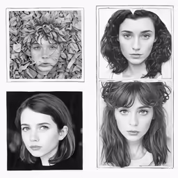 four different images of woman heads with hair