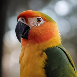 a close up view of a parrot with a bright face