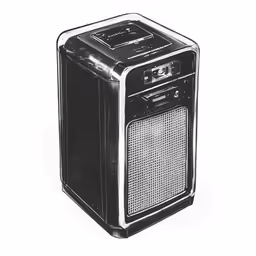 a black and white photo of a radio