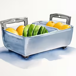 a fruit cooler with some fruits in it