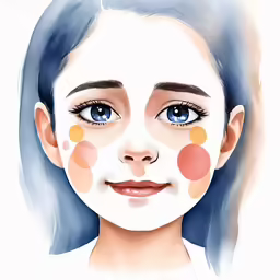 a painting of a girl with circles painted on her face