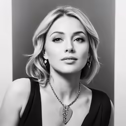 a woman in a black dress is standing next to a wall
