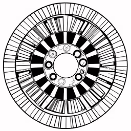 a black and white circular design with various circles