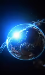 the earth and the sky are depicted through water droplets