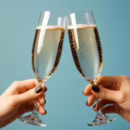 two hands holding up glasses of sparkling liquid