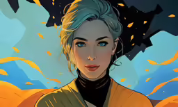 a digital painting of a woman wearing a yellow dress