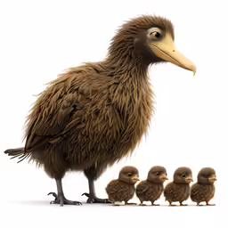 an illustration of a vulture with five chicks