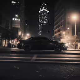 a black car sits on the side of a road