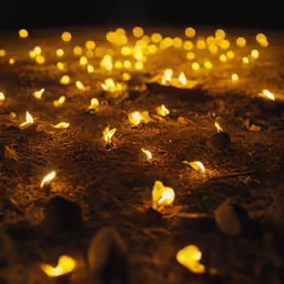 there is plenty of small yellow lights on the ground