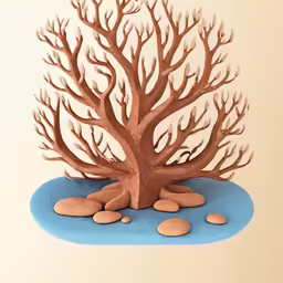 paper cut out of a tree with leaves and a body of water