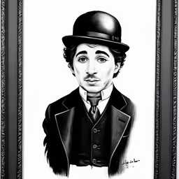 a drawing of a man with a suit and tie