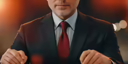 an older man in a business suit holding his hands together