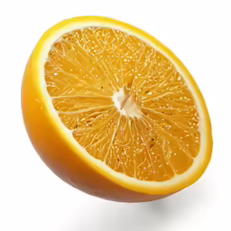 a orange cut in half sitting on top of a white table