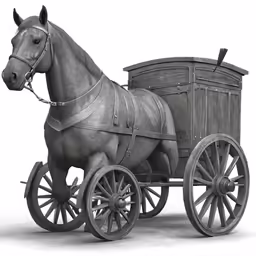 a brown horse is pulling a cart with its reigns