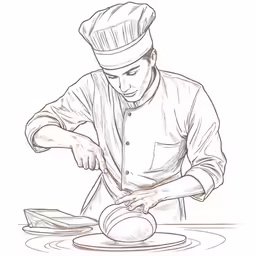 a man is preparing food on a plate