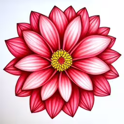 the top side of a pink flower with two leaves,a close up image of a flower with red petals