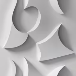 an abstract, white paper sculpture with overlapping shapes