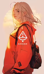 a young person with white hair standing in the sun