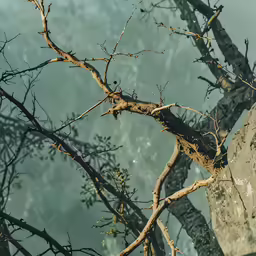 a vine hanging from the branches of a tree