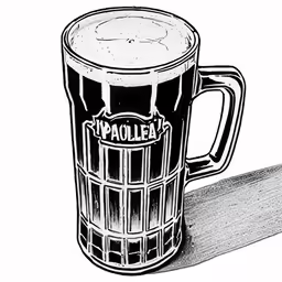 a beer mug on a wooden plank