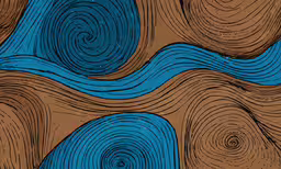 the waves are brown, blue and black,a hand drawn picture of waves, blue and brown