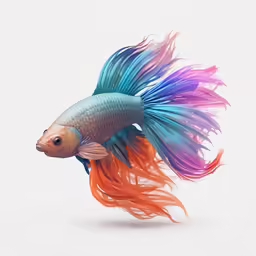 an image of a blue and orange fish with its tail