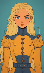 the blonde haired woman is wearing a yellow dress