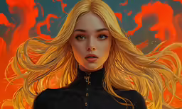 a blonde haired woman with very long hair