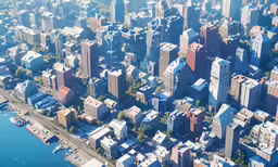 there are some buildings on this very large city
