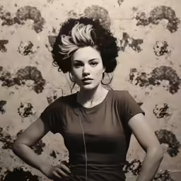 a woman with her hands on her hips posing for the camera