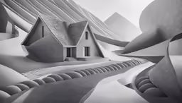 an abstract picture of houses and a long wave