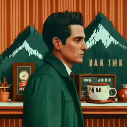 an image of a person that is in front of some mountains