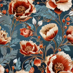large flowers are shown on the blue background