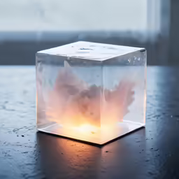 a square light fixture with some flowers inside of it