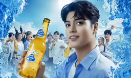 a man holds up a large bottle of water
