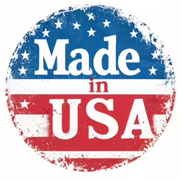 a made in usa logo on a white background