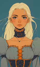 a drawing of a lady with blonde hair and a bra