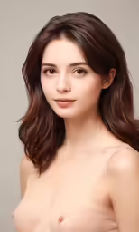 a naked woman wearing brown is posing